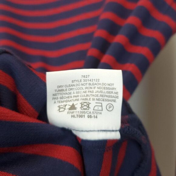 Tory Burch Boatneck Callan Top in Navy / Cabernet Colorbond Stripe F E-0146a - Picture 12 of 12